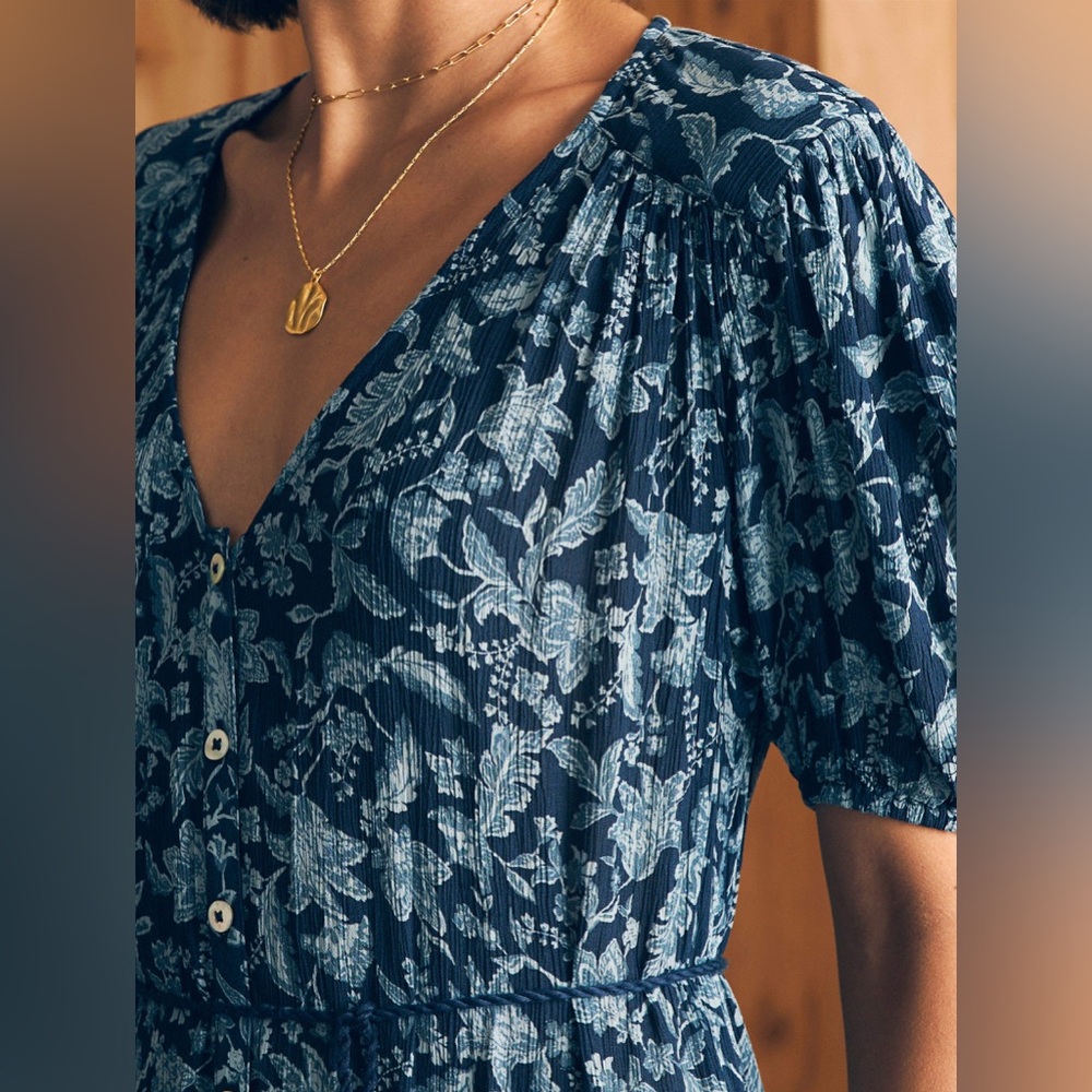 Faherty Blue Patterned Maxi Dress - Picture 3 of 8